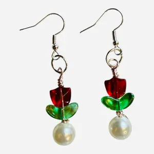 Beaded Tulip Earrings With Sterling Silver Hooks Michigan