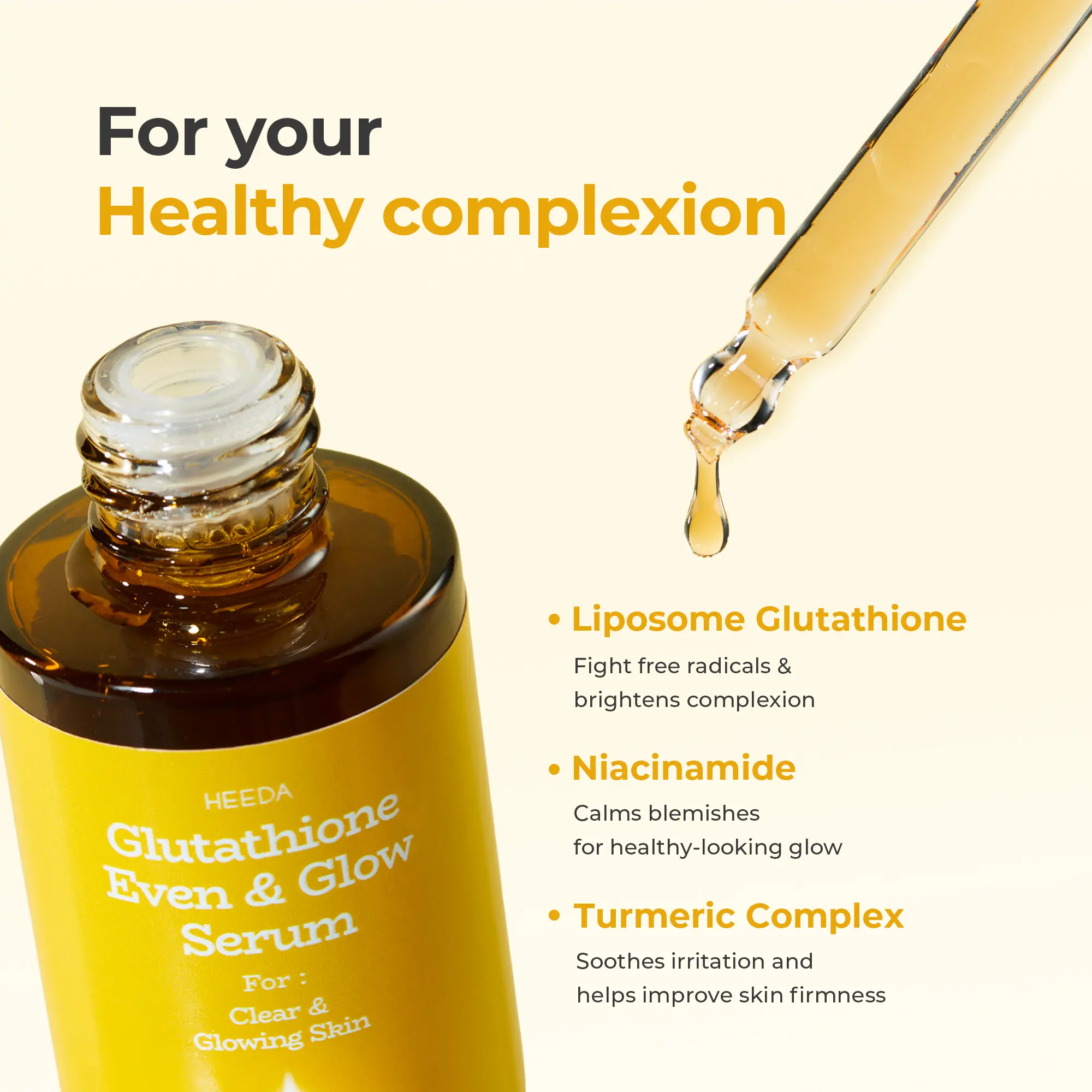 HEEDA Official] Glass Skin Glutathione Even & Glow Serum l Gentle,  Brightening & Hyperpigmentation, hydrating, Korean Skincare