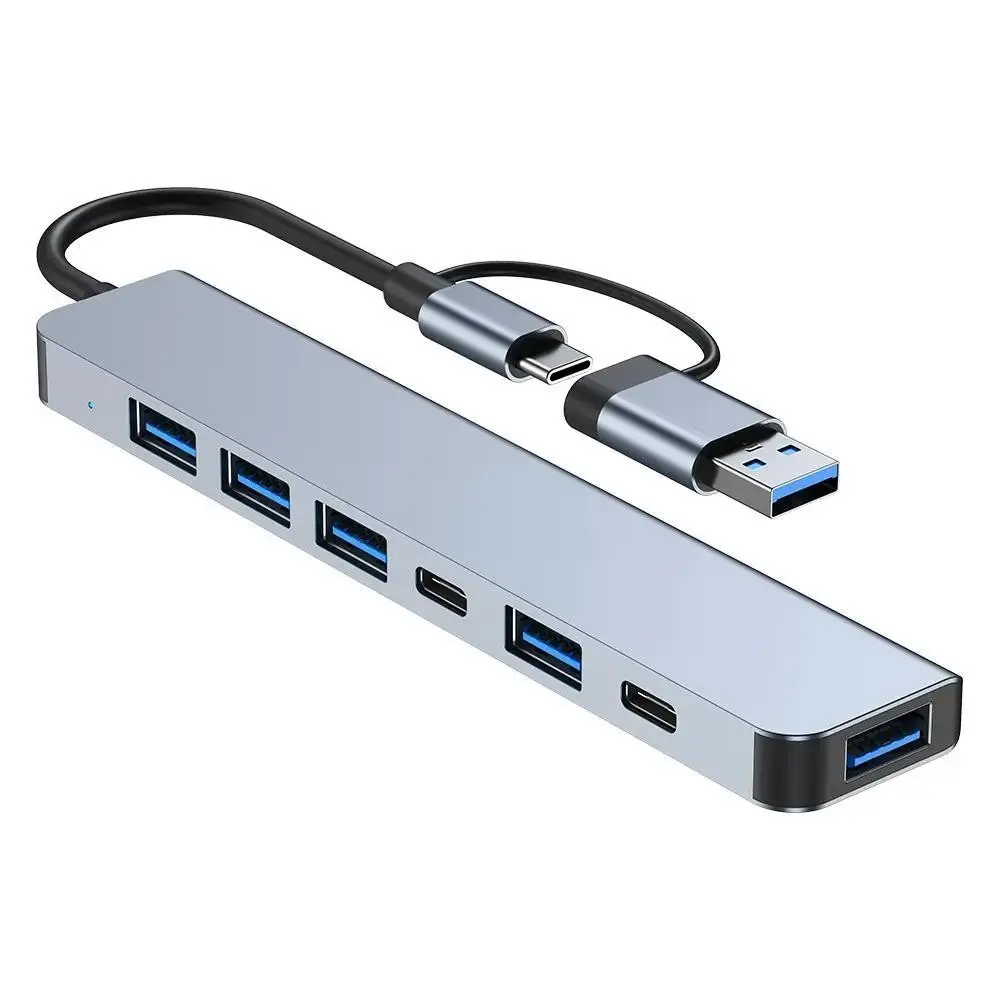 USB Extender 2.0 Plug Multi-Port USB A Ports Type-C Laptop 7-In-1 Multifunctional USB Hub USB Extension Cable One-To-Four External Storage Slot USB Adapter USB Port Adapters