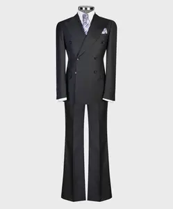 Charcoal Grey Double Breasted Suit w/ Flared Leg