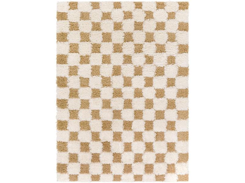 Livabliss USG2346-710102 Fluffy Shag Rug - 7'10"x10'2" Machine-Woven Jumbo Size Rectangle, Indoor Home Decorative Contemporary Area Rug, Scandinavian Style, Polypropylene Face, Jute Warp, Luxuriously Soft Plush Pile, Cream & Mustard, Home Decorative Rug