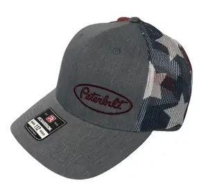 Peterbilt Trucker Hat (Heather Grey & Flag)