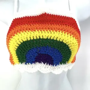 Rainbow crochet halter top Casual festival Coachella pride