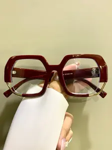 Irregular Large Frame Polygonal Glasses, Retro Fashion Hollowed Out Eyeglasses for Men and Women