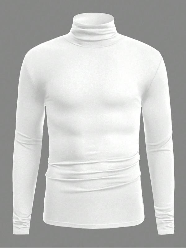 Men's High Neck Warm Top, Knitted Turtleneck, Casual Long Sleeve Shirt, Comfortable Fall & Winter Clothing, Stylish Daily Wear, Perfect for Cold Weather
