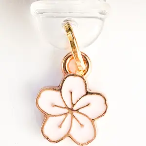 Pink Flower Charm for Kindle, E-Reader Dust Plug Charm USB-C