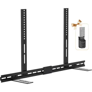 Universal Soundbar TV Mounts for Samsung/LG/Sony/Vizio Soundbar Mount Under TVs (40"-80" TVs) | Height Adjustable Sound bar TV Mounting Bracket 35 Lbs Capacity with Remote Holder No Drilling Install
