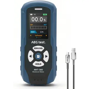 AWT-380 Pinless Moisture Meter for Wood, & Masonry, Wood Moisture Meter with Color Display, Alarm, Data Records, Non-Destructive Leak Detector for Home