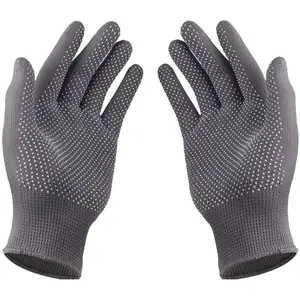 1Pcs Work Gloves Anti-slip Knitted Stretchy Cloth Glove Thin Moist Glove Liners with Grip Gloves for Men Womens Safety Working Nylon Cloth Dot Grip Liners Moving for Men Warehouse Garden