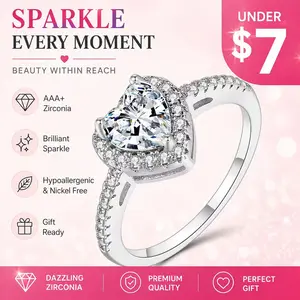 "Forever Yours" Classic Heart Zircon Engagement Ring for Women