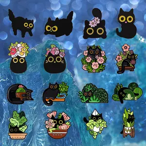 16PCS cute cartoon black cat series pins, exquisite badges, suitable for both men and women to wear, exquisite gifts are perfect for gifting