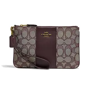 COACH Wristlet 19 Monogram Zipper Wristlet in Canvas Leather for Women