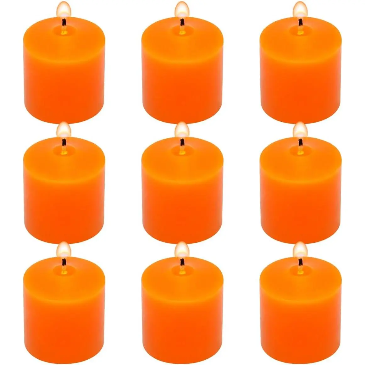 9-Pack 1.25-Inch Orange Unscented Votive Candles for Halloween Fall Harvest - Home Decoration, Meditation, Special Occasions (Festive Party Supplies)