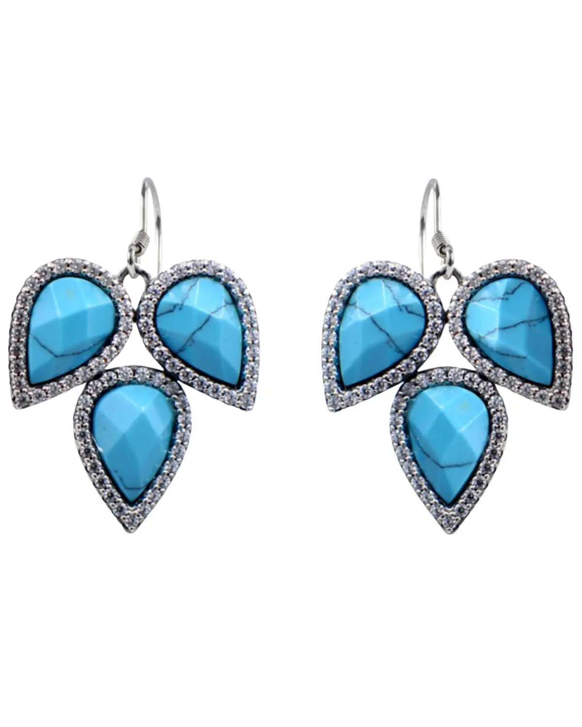 Kelly Herd Women's Women'S Turquoise Three-Stone Teardrop Earrings - Ebe151