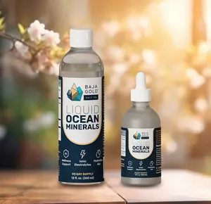 Baja Gold Liquid Ocean Trace Mineral Drops - Ionic Electrolytes Mineral Drops for Drinking Water & Food Flavor Enhancement - Mineral-Rich Saline Solution & Oral Cleanse
