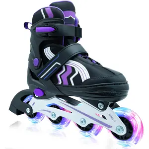 Inline Skates for  4 Size Adjustable Light-Up Wheels Aluminum Frame Black Rose Red  Skate for  and  S, M, L Sizes, Ages 5-8, 6-12, for Beginners Indoors and Outdoors
