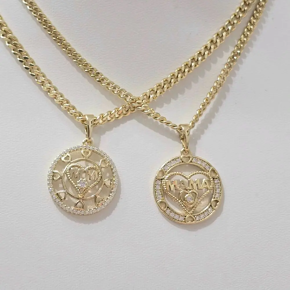 Variedad de Cadenas delgadas con dijes de MAMÁ .Laminado de alta calidad