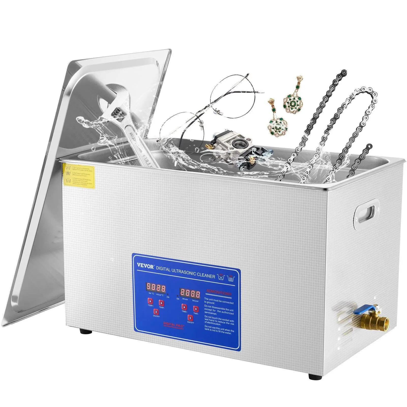 【Backtoschool】VEVOR Professional 30L Ultrasonic Cleaner, Digital Control Timer & Heater, Stainless Steel 40kHz Ultrasonic Cleaning Equipment for Eyeglasses, Small Parts, Effortless Cleaning Solution, Eyeglasses Cleaner