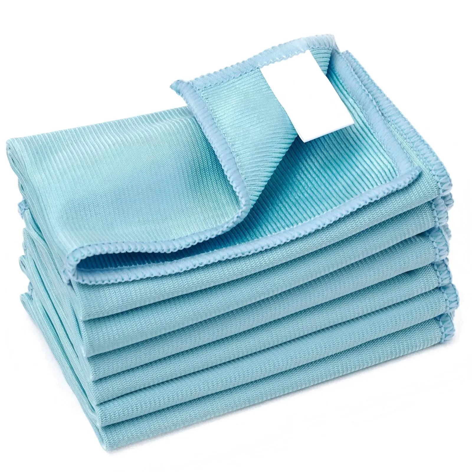 6 Pack Blue Microfiber Glass Cleaning Cloths - 12×12 in Lint-Free Absorbent Long-Lasting Wipes for Windows, Eyeglasses, Stainless Steel Surfaces