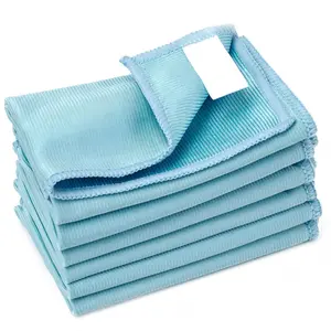 6 Pack Blue Microfiber Glass Cleaning Cloths 12×12 Inch, Lint Free Polishing Towels for Windows, Eyeglasses, Jewelry, Windshield, Mirror & Stainless Steel Surfaces