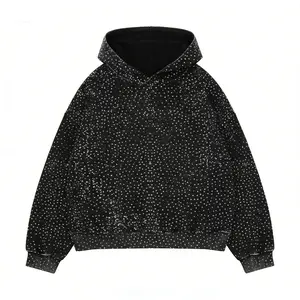 2026 Rhinestone Glitter Unisex Spring Oversized Hoodies Sparkly Long Sleeve Shirts Party Hooded Sweatshirts Tops