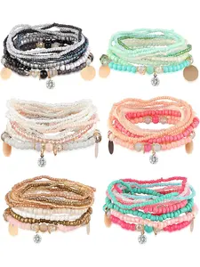 Boho Bead Bracelet Set, Multilayered Stackable Design, Comfortable Stretch Fit, Multicolor Bohemian Style Jewelry for Women & Men, Stackable Bracelets, Beaded Bracelets