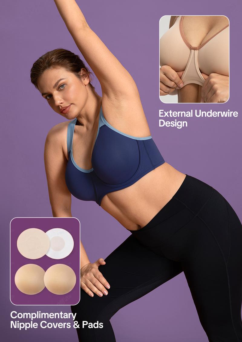 HSIA  Athea Hybrid Active Vibe Soft Support Non-padded Unlined Full Coverage Wide Strap Outside Underwire Sports Bra