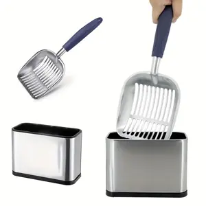 Metal Cat Litter Scoop with Stand, alloy Steel Cat Litter Scoop with Stand for Litter Box, Aluminum Cat Litter Scoop Captures All Clumps, Heavy-duty Metal Cat Scoop