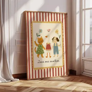 Love One Another Print Christian Kids Wall Art Bible Quote Poster for Nursery Playroom & Sunday School Motivational Scripture for Children