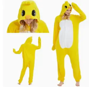 Cute Sun Bear Cosplay Hooded Pajamas Bodysuit Warm Animal Onesie for Adult Couple Home Role Play