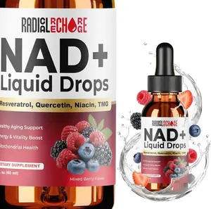 NAD+ Liquid Drops – with Resveratrol, Quercetin, Niacin & TMG – 10-in-1 Nutrient Support Formula for Cellular Energy & Wellness – Mixed Berry Flavor – 2 fl oz