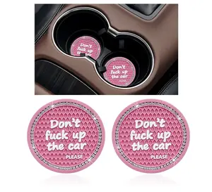 2 Pack Bling Car Cup Holder Coaster, 2.75 Inch Anti-Slip Auto Insert Cup Coaster, Crystal Car Drink Cup Mat Perfect for Women Girls, Universal Interior Decor Accessories