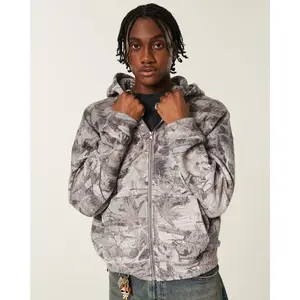 Hollister Feel Good Boxy Zip-Up Camo Hoodie