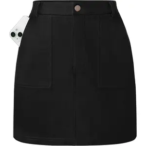 Women Mini Suede Skirt, High Waisted Pencil Skirt with Pockets, Fall Winter Skirts