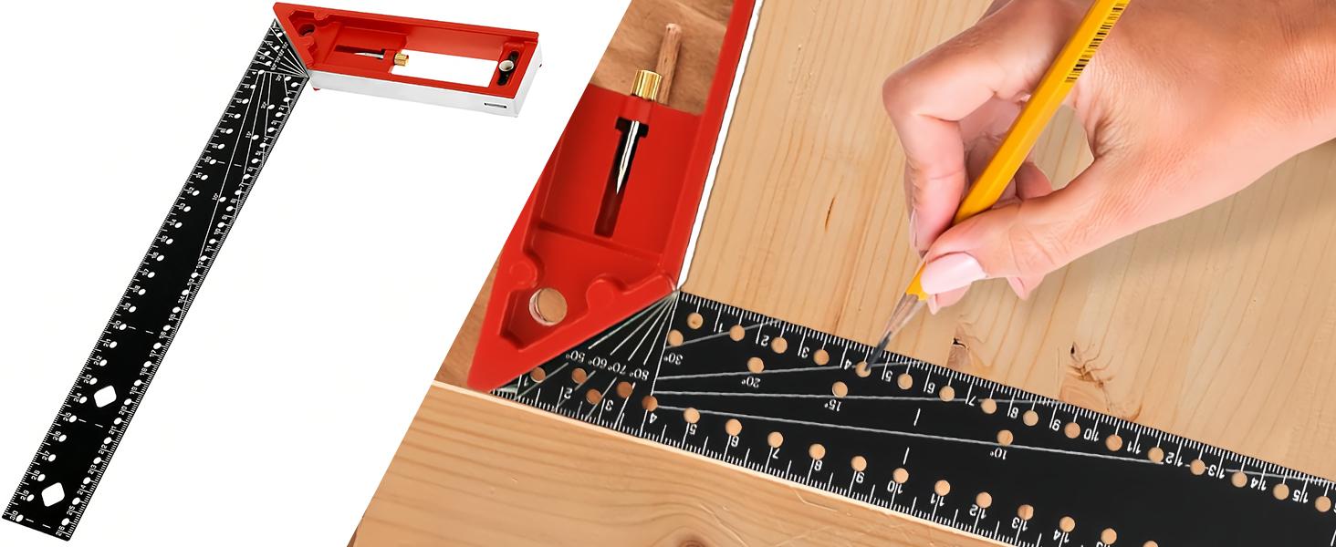 Adjustable 10-90° Multi Angle Measuring Ruler, Combination Framing Carpenter Square, L Shape Ruler for Precise Measuring, Woodworking and Drawing Adjustable 10-90° Multi Angle Measuring Ruler, Combination Framing Carpenter Square, L Shape Ruler for Precise Measuring, Woodworking and Drawing