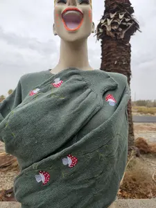 Olive sweater mushrooms  patchwork