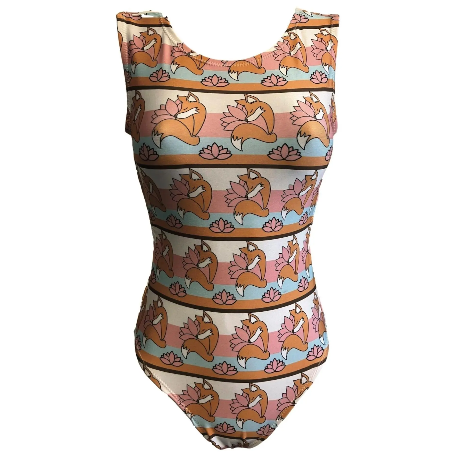 Foxy's Logo Gymnastics Leotard - Striped Design, Comfortable Fit, Made in USA