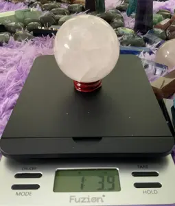 Beautiful 1 pound 4 oz clear quartz sphere crystal ball with wooden stand
