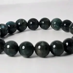 High Quality Natural Blue Green Apatite Crystal Bead Bracelet  10mm 7"