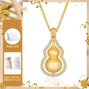 Moissanite Golden Gourd Pendant Necklace Elegant Jewelry Perfect Christmas Birthday Engagement Wedding Anniversary Gift mothersdaygift