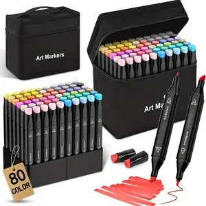 80 Colors Dual Tip Sketch Markers,Card Making,Alcohol Markers, for Artists ,Adult Coloring, Includes Organizer Case,Card Making, Adult Coloring Books, Includes Storage Case for Easy Organization ,Ideal for School and Home Use fathersdaygifts