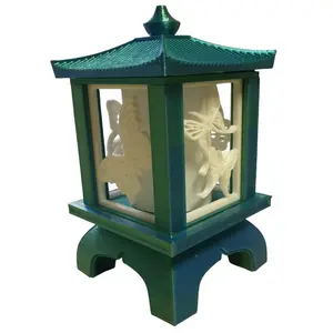 3D Printed Japanese Lantern Figurine with Removable Panels for Room Shelf or Desk Decor -