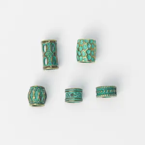 10 Zinc Alloy Beads Hair Accessories, African Viking Runes Style Braided Hair Beads, Party Tube Beads for DIY Hair Decorations