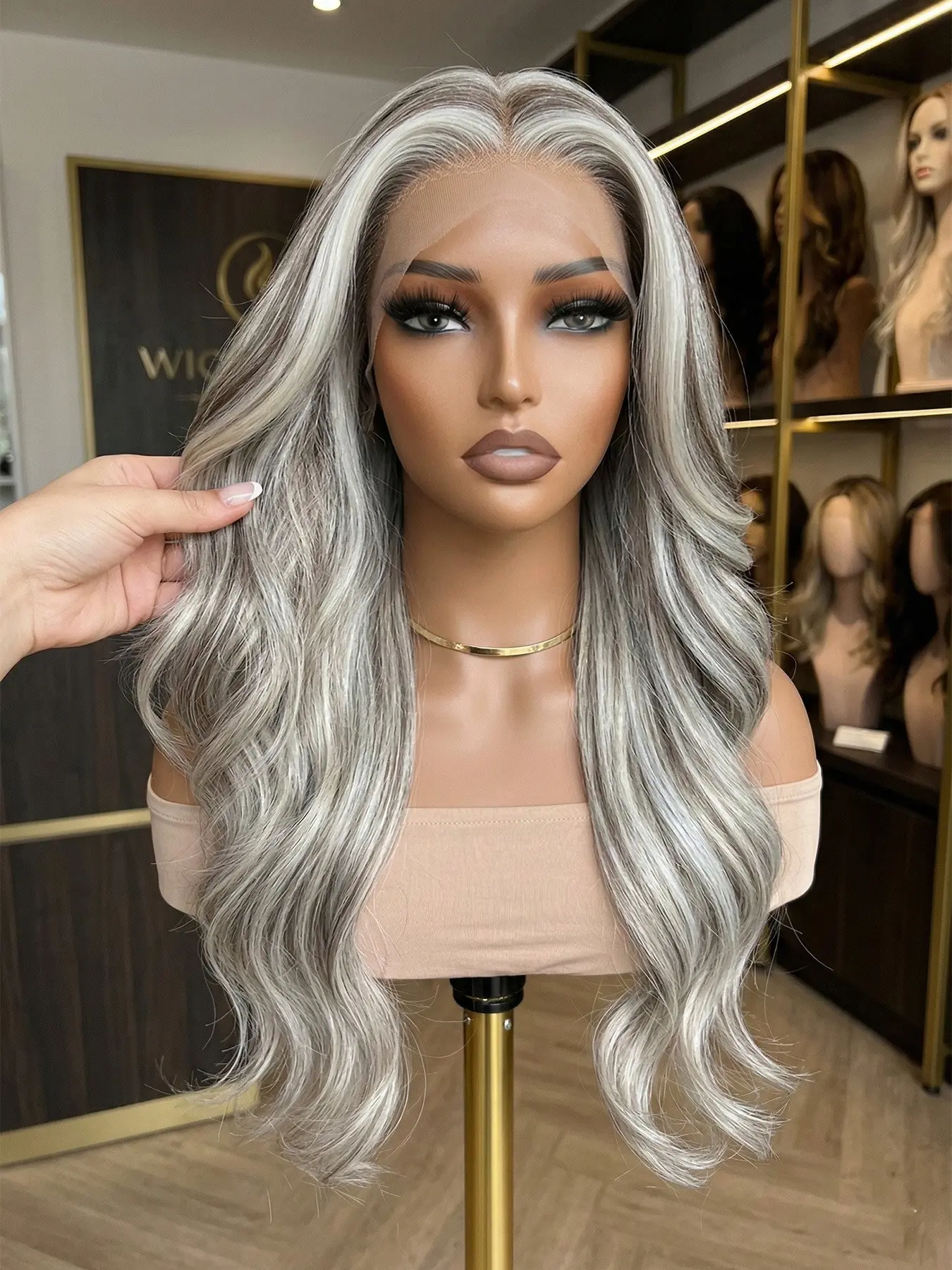 Topshe 13x6 High-Temperature Fiber Synthetic Lace Wig, Synthetic Wigs, Hand-Woven Lace Front Long Curly Hair, Lightweight Breathable, Suitable for All Occasions