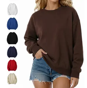 Sunland Unisex Fleece Sweatshirt Cozy Long Sleeve Loose Fit Pullover Shirts Casual Korean Minimalist Style 2025 Cotton Polyester Blend Winter Oversized Tops