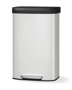 Gaomon 21gal (80L) Stainless Steel Recycling Bin - Powder Coated White Indoor Furniture, Pedal Open, Soft Close, Smooth Liner Rim, Rear Handle for Home Kitchen, Stainless Steel Bins