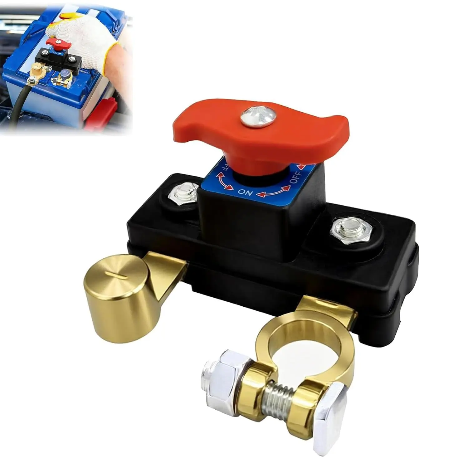 Car Battery Cut Off Switch,2026 New Car Battery Power Cut Off Switch Breaker,Pure Copper Manual Rotary Battery Shut Off Switch for Car Truck RV Boat Supplies