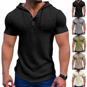 1/2 Pack Men's Beach Slim Short Sleeve Drawstring Hooded Pullover T-shirt for Menswear & Sweatshirts