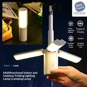 Camping Lantern Portable Folding Light, Outdoor Tent Lamp With Handheld And Hanging Use For Camping, Dorm Room And Night Lighting
