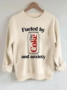 [Sale Up To 50%] Fueled By Diet Coke And Anxiety Sweatshirt, Diet Coke Lover, Funny Mental Health Sweatshirt, Funny Gift streetwear graphic tee